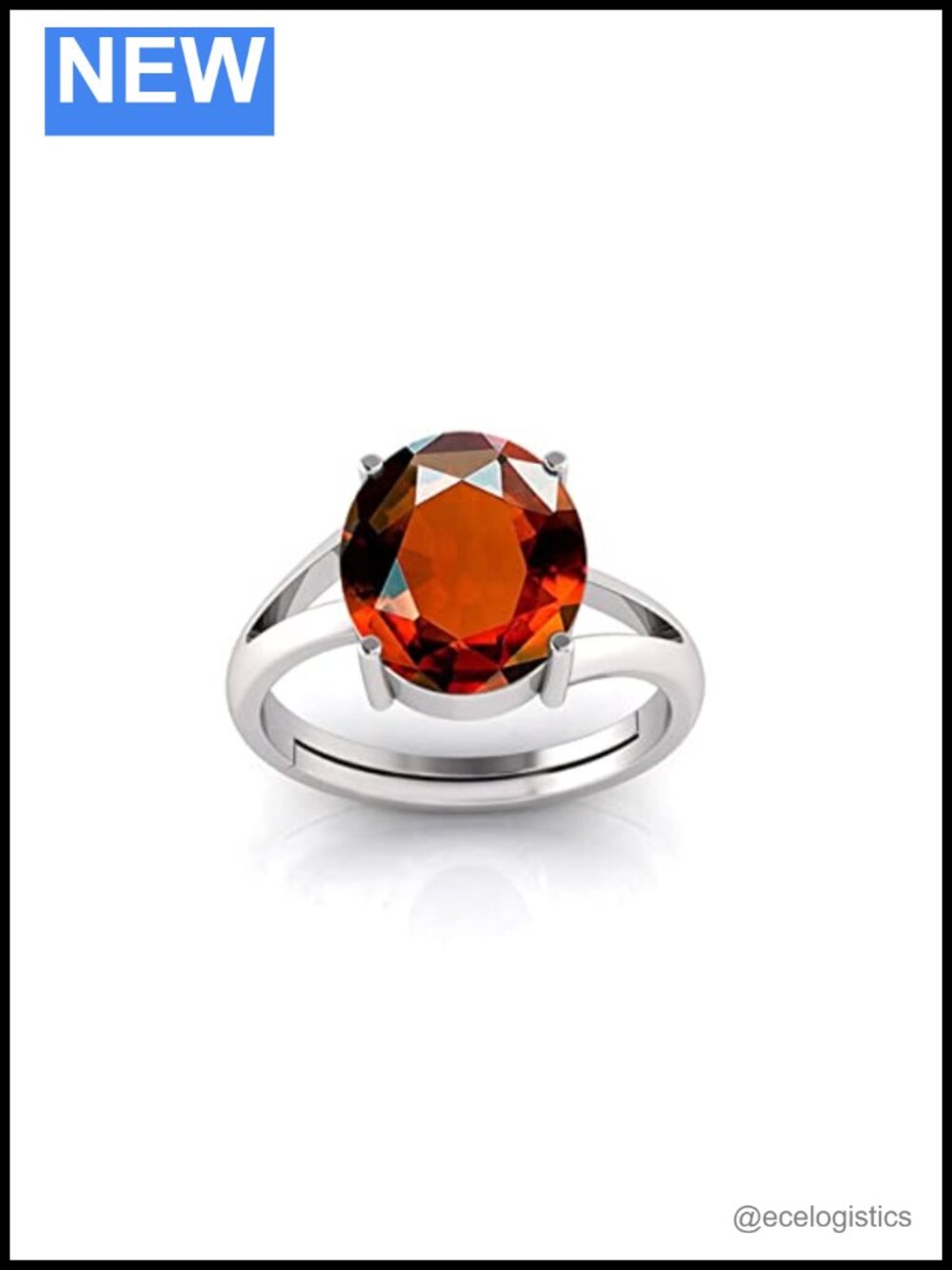 Natural Gomed Hessonite Garnet Silver Plated Adjustable Ring Astrological Unisex